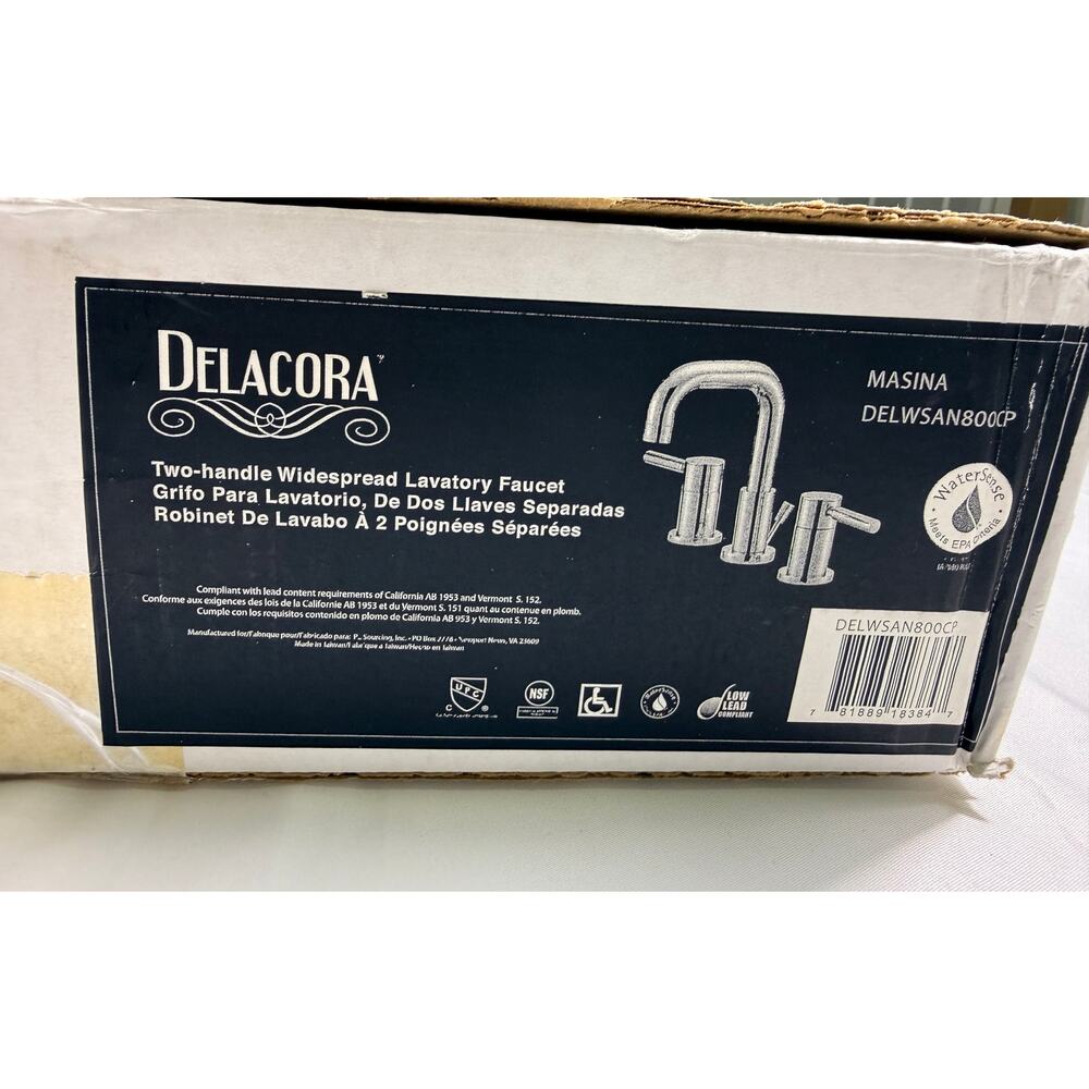 Delacora Masina Widespread 2-Handle Bathroom Faucet -Crome- DELWSAN800CP